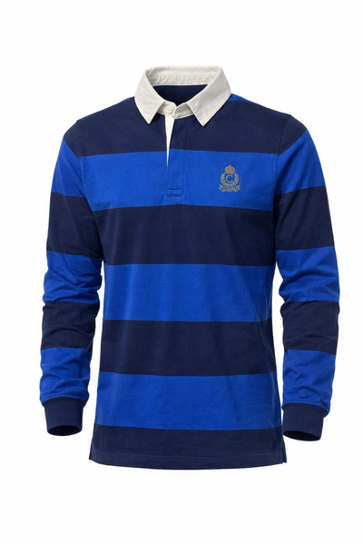 CHAPS Rugby LS Polo T-Shirt – White & Blue Stripes( Size- S/XL)